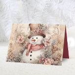 Elegant Floral Snowman Weihnachten<br><div class="desc">Ein schicker Wasserfarbenrosa Weihnachtsschneemann gefaltet Urlaubskarte. Enthält eine Meldung und einen Namen im Inneren. Personalisieren Sie dies mit Ihrer eigenen Urlaubsgrüße und Familienname! Eine wunderschöne und einzigartige Karte,  um Ihren Freunden und Ihrer Familie den Urlaub zu verbringen.</div>