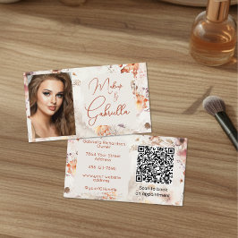 Elegant Floral Social Icon QR Code Photo Makeup Visitenkarte