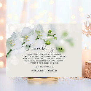 Elegant Floral Sympathy White Orchids THANK YOU Dankeskarte