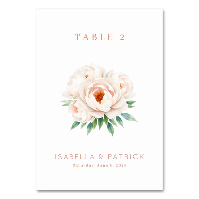 Elegant Floral Table Number Tischnummer (Vorderseite)