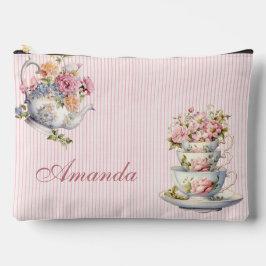 Elegant Floral Tea cup & teapot Print Cut Sew Bag Zubehörtasche