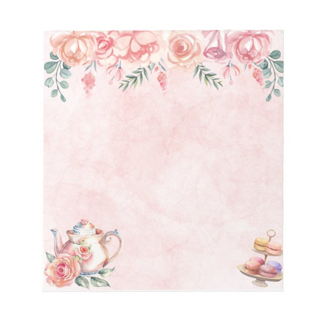  Elegant Floral Tea Party Notepad Notizblock (Vorderseite)