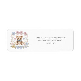 elegant floral teddy baby shower return address