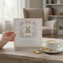 Elegant Floral Teddy  pastel  baby shower QR code