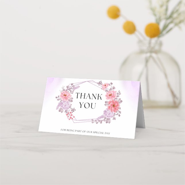 Elegant Floral Thank You Card   Platzkarte (Vorderseite)