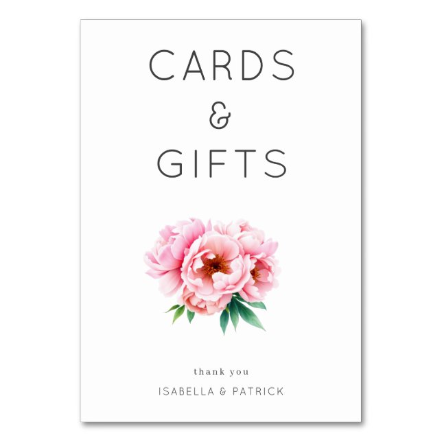Elegant Floral Thank You Card Tischnummer (Vorderseite)