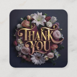 Elegant Floral “Thank You” Gold Lettering Design Begleitkarte