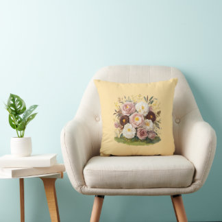Elegant Floral Throw Pillow for Her | Soft Vintage Kissen