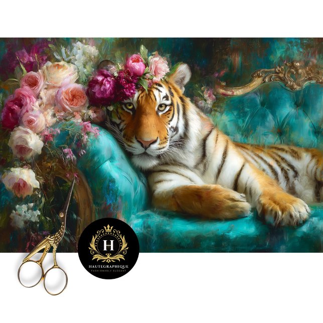 Elegant Floral Tiger Decoupage Seidenpapier (Von Creator hochgeladen)