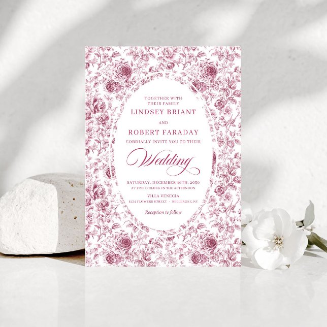 Elegant Floral Toile de Jouy Wedding Invitation Einladung (Elegant Floral Toile de Jouy Wedding Invitation)