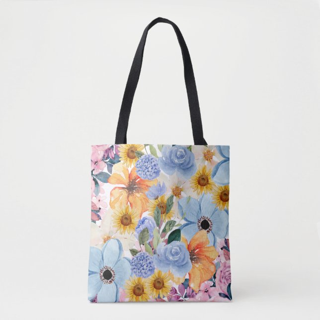 Elegant Floral Tote Bag – Zahra_Design Signature  (Vorderseite)