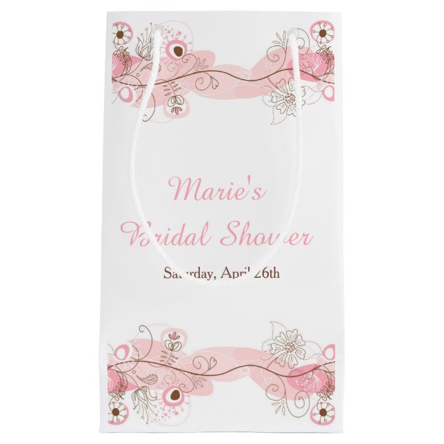 Elegant Floral Twist Bridal Shower in Pink Kleine Geschenktüte (Vorderseite)