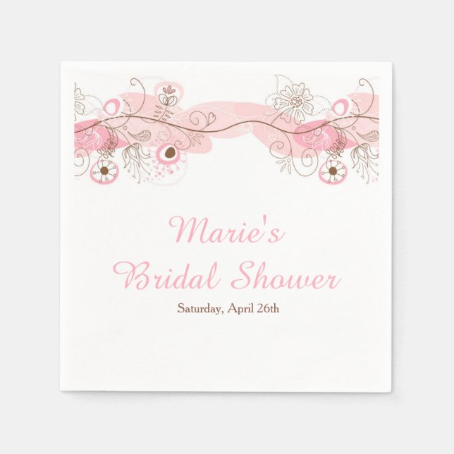 Elegant Floral Twist Bridal Shower in Pink Serviette (Vorderseite)