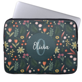 Elegant floral und modern monogram botanisch laptopschutzhülle