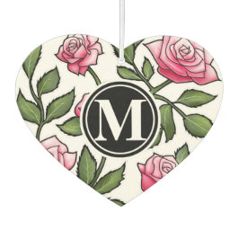 Elegant Floral und Monogramm Autolufterfrischer