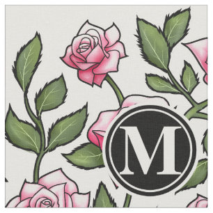 Elegant Floral und Monogramm Stoff