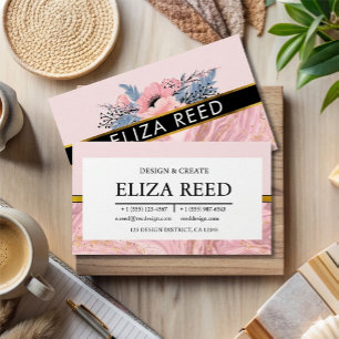 Elegant Floral und Pink Marble Professional Visitenkarte