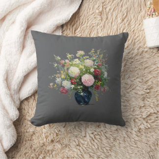 Elegant Floral Vase Throw Pillow Vintage Botanical Kissen