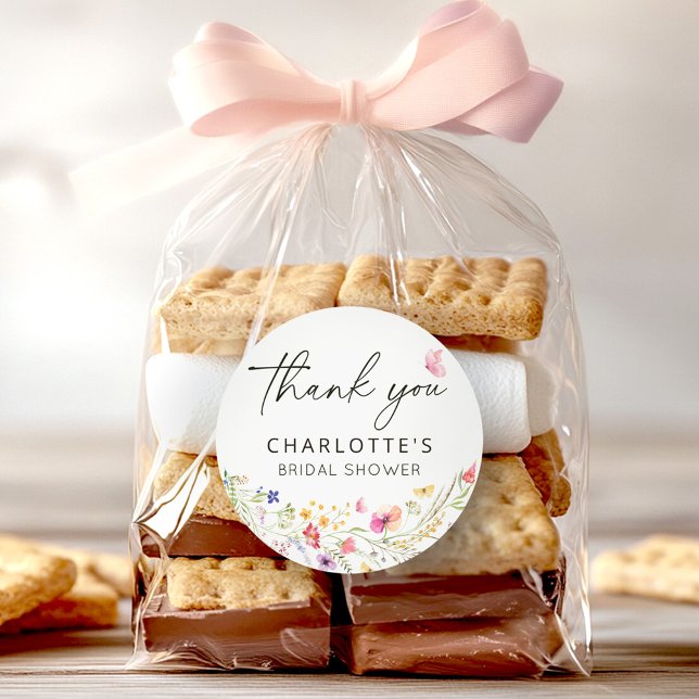 Elegant Floral Vielen Dank Brautparty Runder Aufkleber (Von Creator hochgeladen)