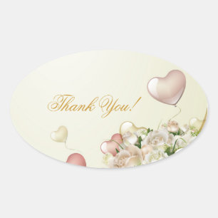 Elegant floral Vielen Dank für Ihr Hochzeitsaufkle Ovaler Aufkleber
