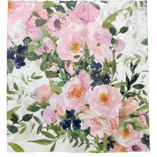 Elegant, floral, Vintag, rosa und weiß Duschvorhang