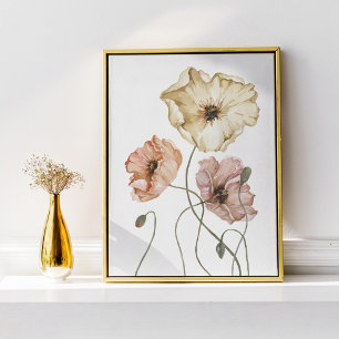 Elegant Floral Watercolor Isländische Poppies Poster