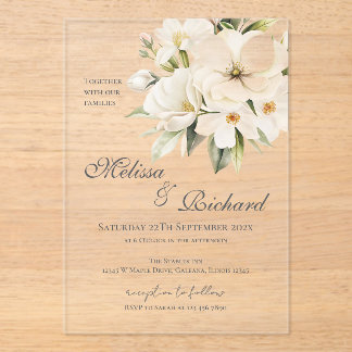 Elegant Floral Wedding Acrylic Invitation Acryleinladungen