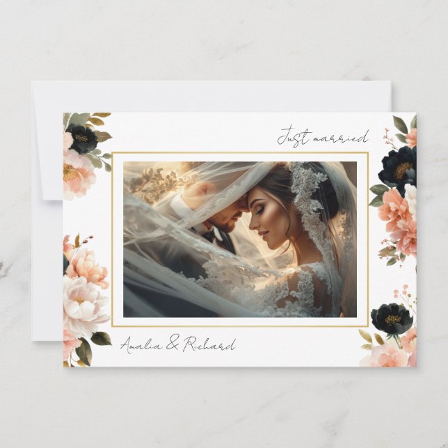Elegant Floral Wedding Announcement Card Einladung (Vorderseite)