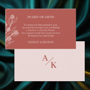 Elegant Floral Wedding Boho in Lieu of Gifts, Begleitkarte
