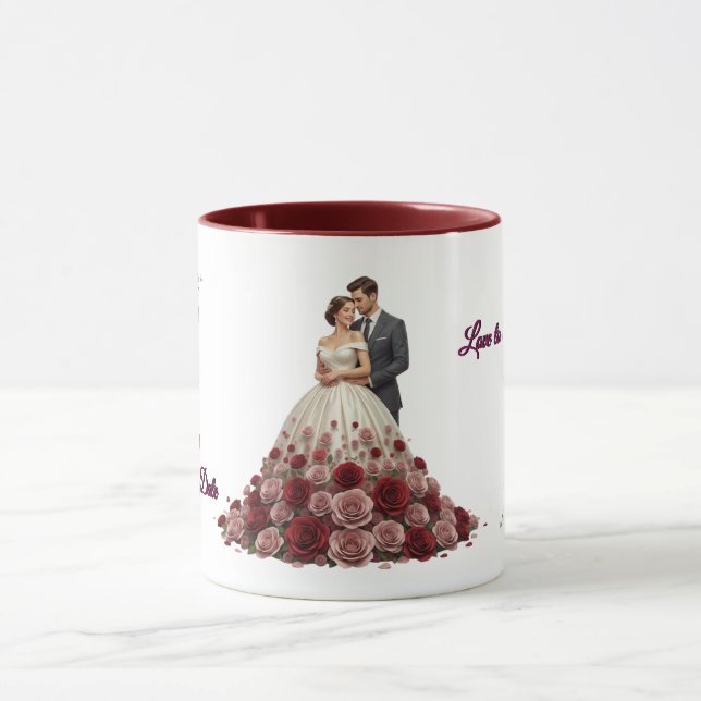 Elegant Floral Wedding Couple Coffee Mug Tasse (Zentrum)