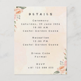 Elegant Floral Wedding Details Enclosure Card Begleitkarte