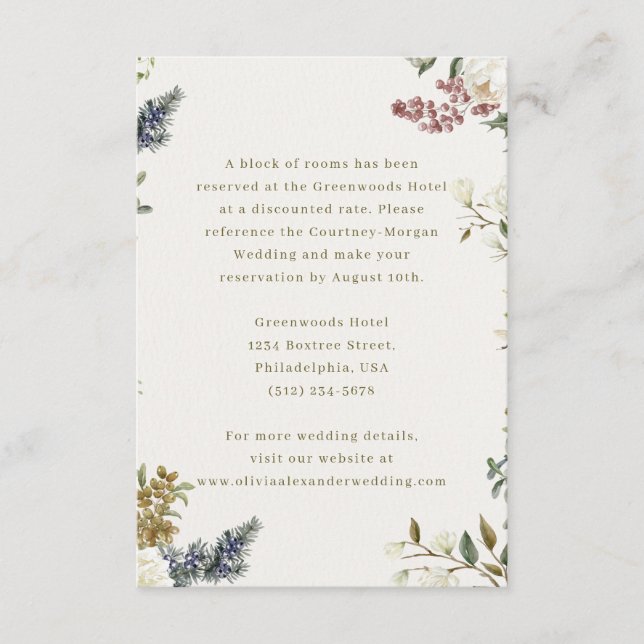 Elegant Floral Wedding Enclosure Card | Watercolor Begleitkarte (Vorderseite)