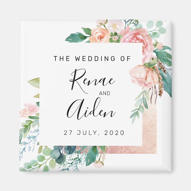 Elegant floral wedding favour magnet, wedding magnet (Vorne)