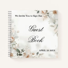 Elegant Floral Wedding Guest Book Notizbuch