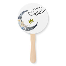 Elegant Floral Wedding Hand Fan - Mr & Mrs Design