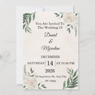 Elegant Floral Wedding Invitation Card Einladung