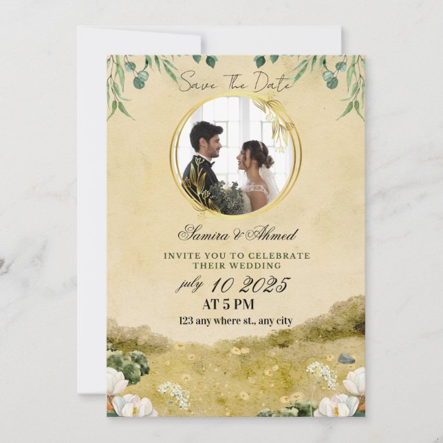  Elegant Floral Wedding Invitation | Classic & Mod Einladung (Vorderseite)