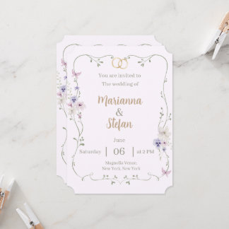 Elegant Floral Wedding Invitation Editable Custom Einladung