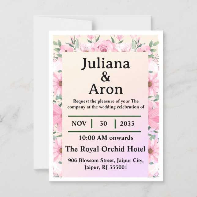 Elegant Floral Wedding Invitation | Editable  Magneteinladung (Vorderseite)