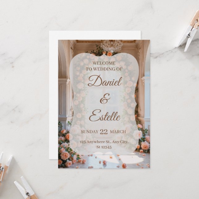 Elegant Floral Wedding Invitation | Editable Weddi Einladung (Vorderseite/Rückseite Beispiel)