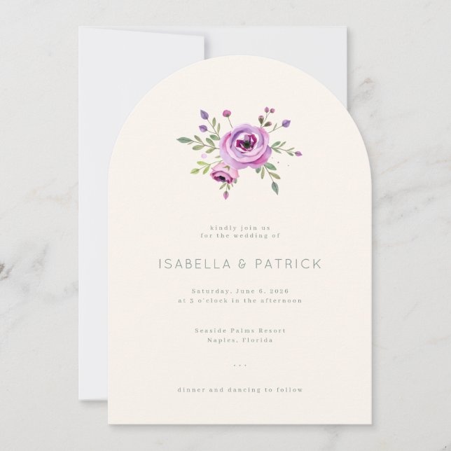 Elegant Floral Wedding Invitation Einladung (Vorderseite)