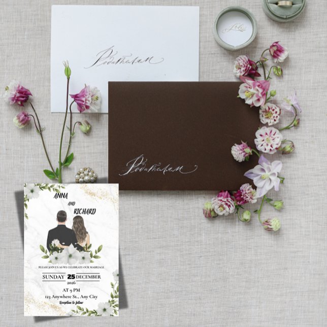 Elegant Floral Wedding Invitation Einladung (Von Creator hochgeladen)