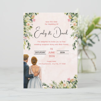 Elegant Floral Wedding Invitation Einladung