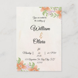 Elegant Floral Wedding Invitation | Peach & Green  Einladung