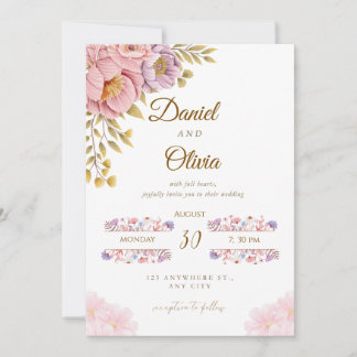 Elegant Floral Wedding Invitation | Romantic Pink  Einladung