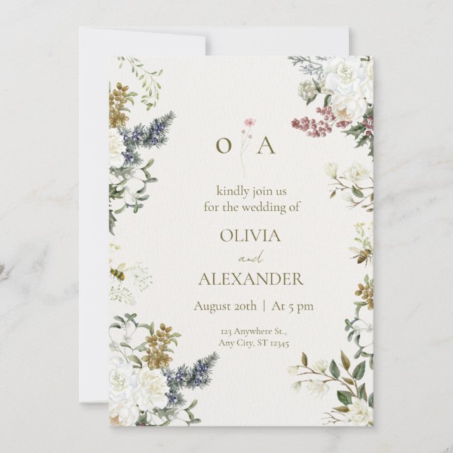 Elegant Floral Wedding Invitation Template Einladung (Vorderseite)