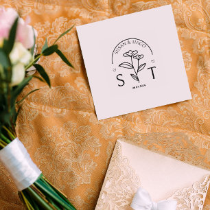 Elegant Floral Wedding Monogram Gummistempel