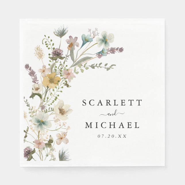 Elegant Floral Wedding Napkins Serviette (Vorderseite)