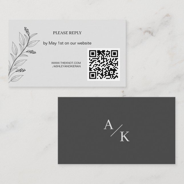 Elegant Floral Wedding QR UAWG Begleitkarte (Vorne/Hinten)