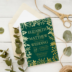 Elegant Floral Wedding Real Folieneinladung